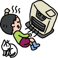 ファンヒーターのすぐ近くで、昼寝している子ども。ファンヒーター側の顔や腕、（半ズボンの）足が真っ赤になっていて…